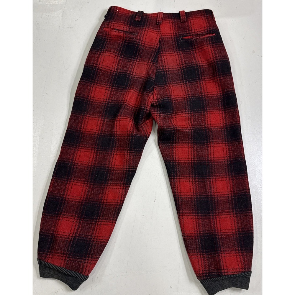 Vintage Woolrich Hunting Pants Mens 34 Red Black Buffalo Plaid Wool Heavy - Picture 2 of 5
